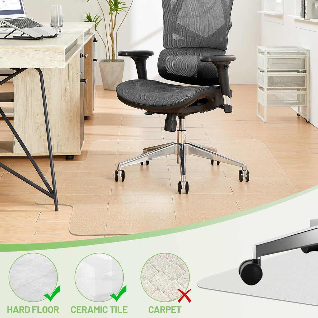 Luxstep Office Chair Mat for Carpet, Computer Desk Mat, Heavy Duty Hardwood/Tile Floor Protector,Easy Glide Plastic Floor Mat for Office Chair for Work,Home,Study with Extended Lip,36"x48"