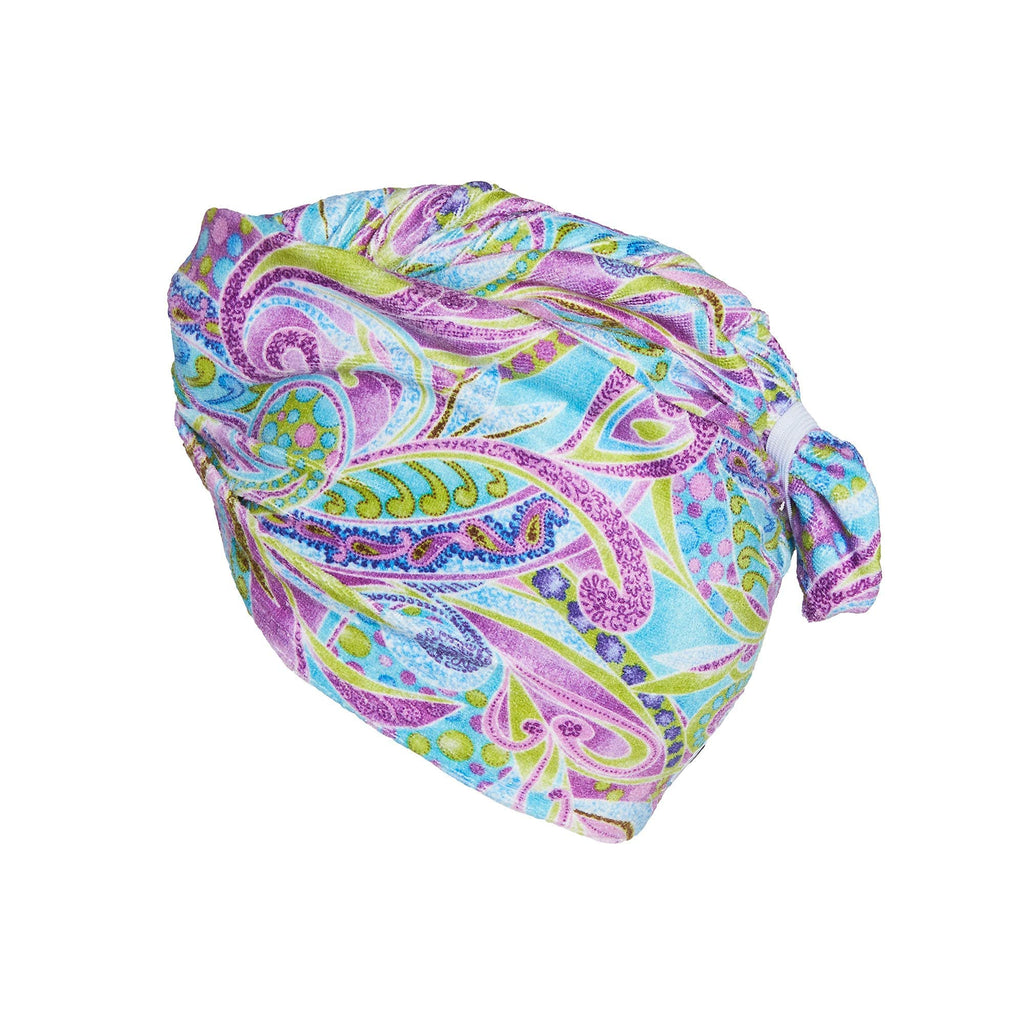 Turbie Twist Microfiber Hair Towel Wrap for Women and Men | 2 Pack | Bathroom Essential Accessories | Quick Dry Hair Turban for Drying Curly, Long & Thick Hair (Purple Paisley)