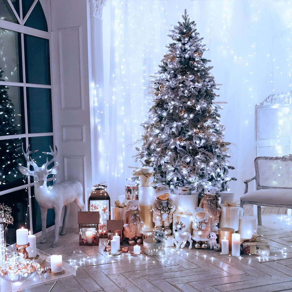 JMEXSUSS 300 LED Christmas Lights Clear Wire, 8 Modes White Christmas String Lights for Tree, Christmas Tree Lights Indoor Outdoor Plug in for Party Wedding Christmas Decorations