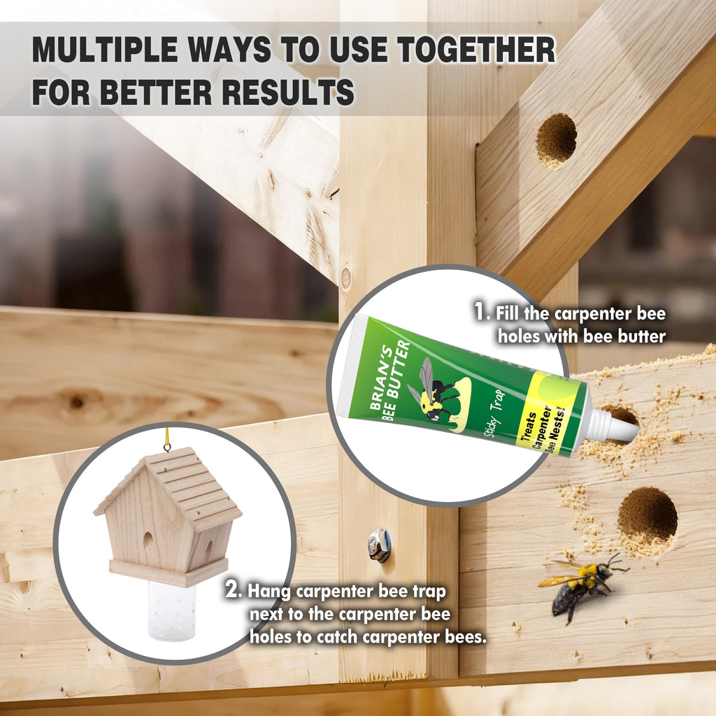 GRTRE 1 Pack Wood Carpenter Bee Trap for Outside - Best Bee Trap - Wood Boring Bee Trap- Nature Chalet Style Carpenter Bee Traps Outdoor Hanging - Insect Traps Removes Carpenter bee