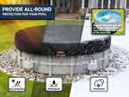 LXKCKJ 8 Ft Round Pool Cover, Solar Pool Covers for Above Ground Pools, Stock Tank Pool Covers Protector with Accessories, Round Hot Tub Cover Ideal for Waterproof and Dustproof (Black)