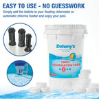 Doheny’s 3-Inch Stabilized Chlorine Tablets for Sanitizing Swimming Pools | 99% Pure Tri-Chlor, 90% Available Chlorine | Long-Lasting, UV-Protected, Slow-Dissolving | Individually Wrapped 10lb Bucket
