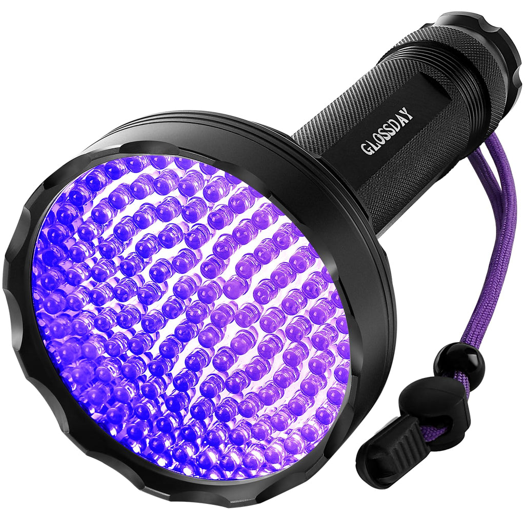 GLOSSDAY Blacklight Flashlight,128 LED UV Flashlights, Upgraded Bright Ultraviolet Flashlight Professional Black Light for Dog/Cat, Hunting Scorpions
