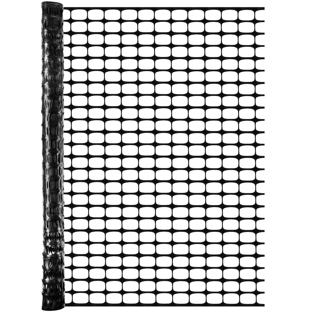 BOEN 4' x 50' Black Temporary Fencing, Mesh Snow Fence, Plastic, Safety Garden Netting, above Ground Barrier, for Deer, Kids, Swimming Pool, Silt, Lawn, Rabbits, Poultry, Dogs