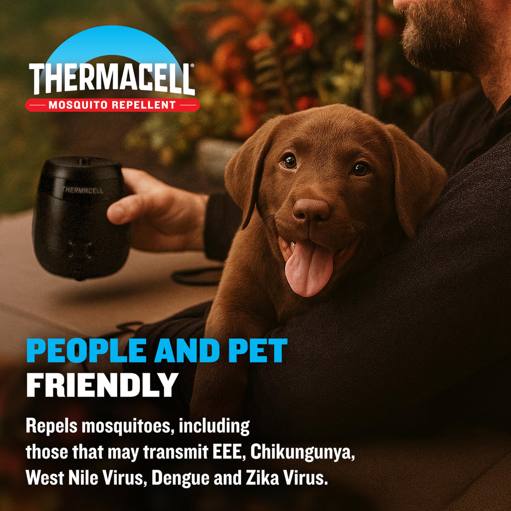 Thermacell Mosquito Repellent E-Series Rechargeable Repeller; Patio Shield 20’ Mosquito Protection Zone; Includes 36-Hr Repellent Refill; No Flame or Scent; Bug Spray and Bug Zapper Alternative
