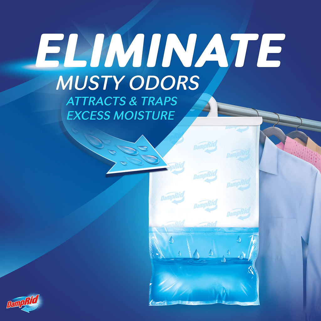 DampRid Fresh Scent Hanging Moisture Absorber, 1 Pound (Pack of 3) - Eliminates Musty Odors for Fresher, Cleaner Air, Ideal for Closet, 14% More Moisture Absorbing Power*- Blue