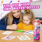 BOOH Decorate Your Own Water Bottle Kits for Girls Age 4-12, Fun Arts and Crafts for Girls Age 4-12, Friendship Bracelet Kit & Mermaid Tail Toys for Ages 6-12, Birthday Gifts Christmas School
