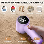 Fabric Shaver, Lint Remover Rechargeable, Electric Portable Sweater Defuzzer with 3 Speeds, 6 Leaf Blades, Digital LED Display to Remove Pilling for Clothes, Rosa