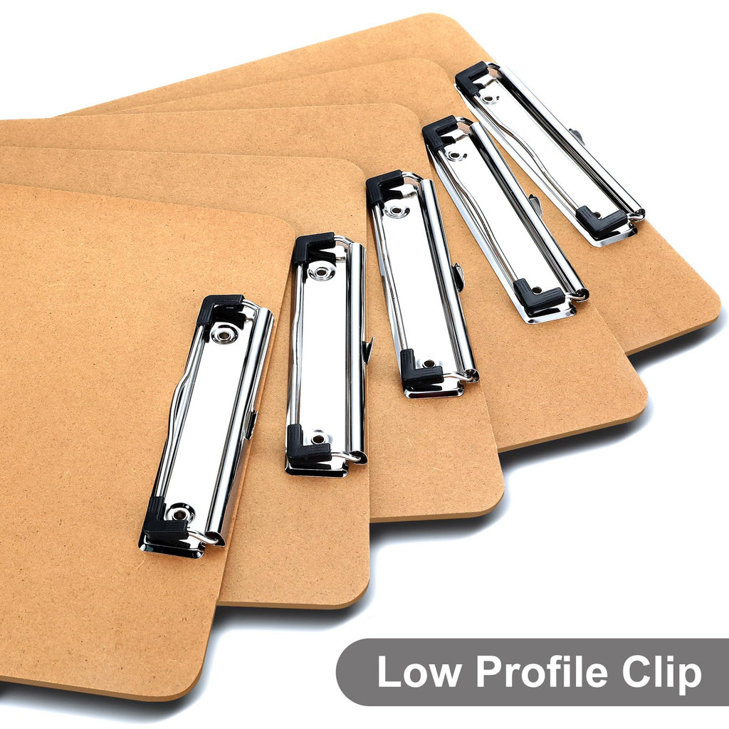 Wood Clipboards Set of 2, Letter Size Hardboard Clip Board 8.5x11 for Classroom, Students, Kid, A4 Standard Size 9" x 12.5" with Low Profile Clip, Office & School Supply