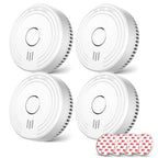 Ecoey Smoke Alarm Fire Detector with Photoelectric Technology and Low Battery Signal (Battery Include), Fire Alarm with Test Function for Home, Bedroom, FJ136GB, 4 Packs