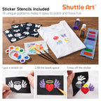 Shuttle Art Fabric Paint, 18 Colors Permanent Soft Fabric Paint in Bottles (60ml/2oz) with Brushes, Palette, Stencils, Non-Toxic Textile Paint for T-Shirts, Shoes, Jeans, Bags, DIY Projects&Art