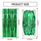 5 Pack Green Streamers Backdrop Jungle Party Decorations Foil Fringe Backdrop Curtains Photo Booth Backdrop for Birthday Dinosaur Animal St Patrick's Day Football Christmas Party Decorations