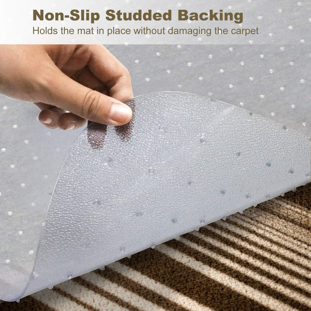 Kuyal Office Chair Mat for Carpets,Transparent Thick and Sturdy Floor Mats for Low and No Pile Carpeted Floors, with Studs (36" X 48" with Lip)