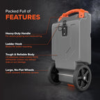 Camco Rhino 21-Gallon RV Portable Waste Tank - Features Large Heavy-Duty No-Flat Wheels & Low Drain Hole - Includes Removable Steel Tow Adapter, 3’ Sewer Hose & More RV Accessories (39002)