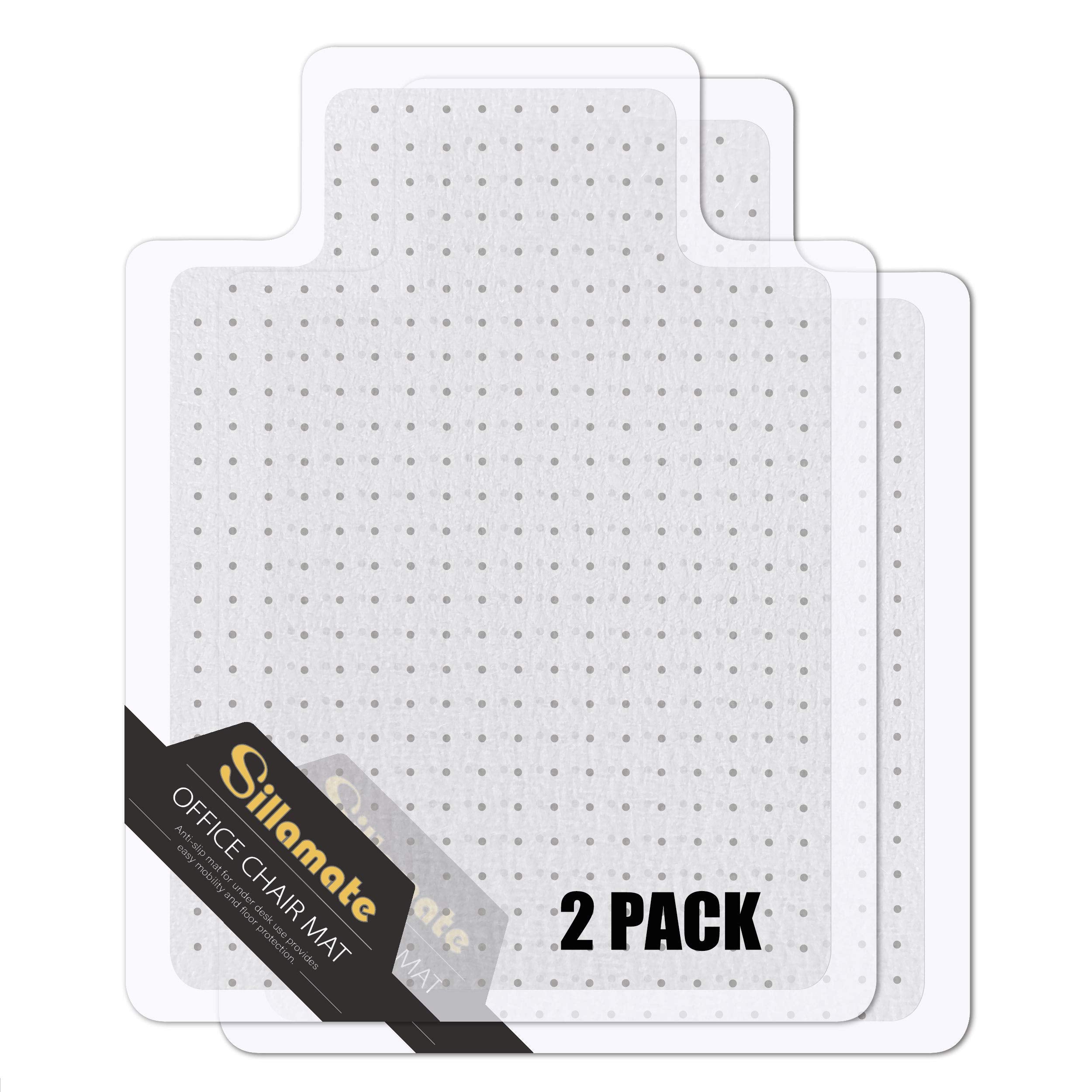 Sillamate 36'' x 48'' Office Chair Mat for Carpeted Floors, Flat Packed, Easy Lay Flat, Heavy Duty Floor Mat,Eco-Friendly Series Studded Carpet Desk Chair Mats (36X48X2PCS)