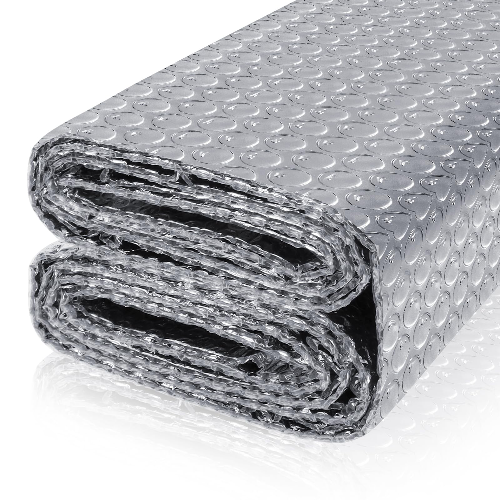 Reflective Bubble Insulation Sheet, Double Side Aluminum Foil Bubble Shield, Aluminum Foil Thermal Insulation Radiant Barrier for Windows, RV, Roof, Garage Door (23.6IN X 10FT)