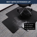 SALLOUS Office Chair Mat for Carpet, 48" x 36" Heavy Duty Chair Mat for Carpeted Floors, Gaming Chair Mat with Grips, Rolling Desk Chair Floor Mat for Home Office (Black, Extended Lip)