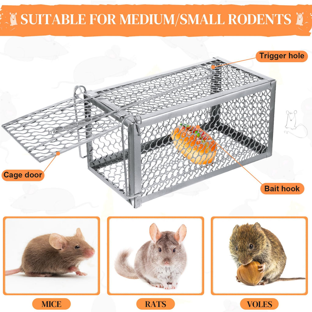 Qualirey 8 Pcs Rat Trap Humane Rat Trap No Installation Required Live Trap Chipmunk Trap Rodent Trap Mice Cage Mouse Traps for Indoor Outdoor Small Rodent Animal Hamsters Squirrel Mouse Voles Cage