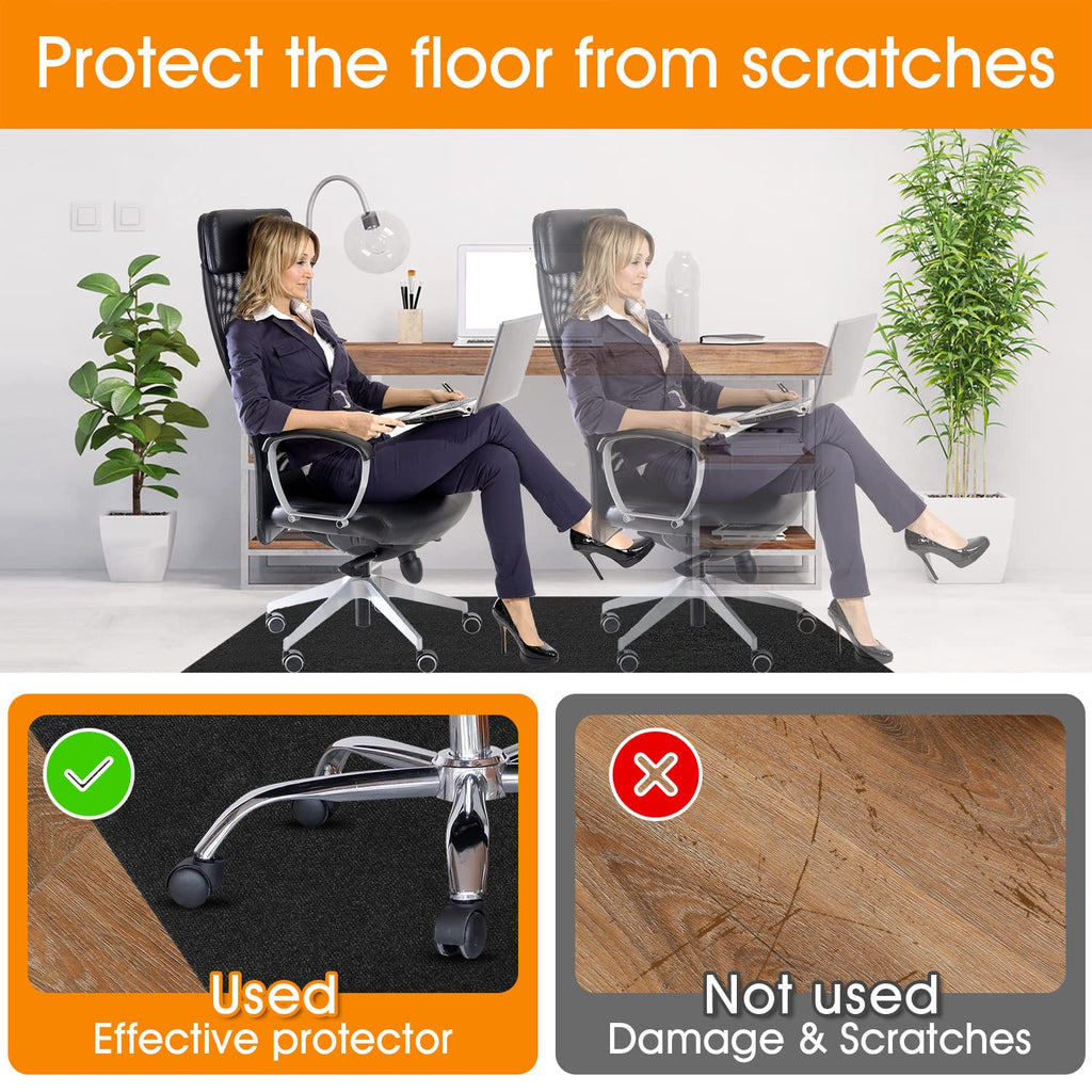 Upgraded Chair Mat for Hardwood & Tile Floor,36"x48" Desk Chair Mat,Anti-Slip Office Chair Mat, Computer Gaming Floor Mat for Rolling Chair, Under Desk Rug Floor Protector,Easy to Clean,Black