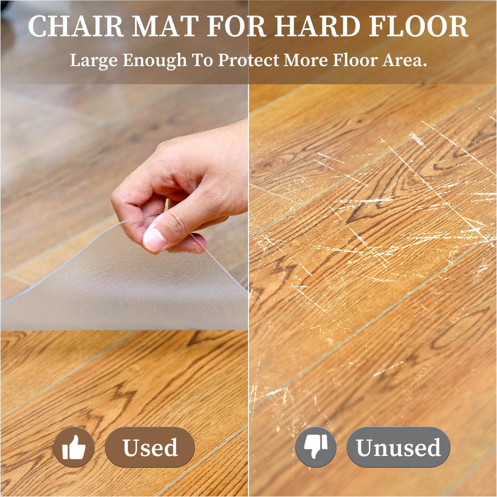 Naturei Office Chair Mat for Hard Floors, 46” x 72” Large Floor Protector Mats, Easy Rolling Desk Chair Mat for Hardwood, Clear, Easy to Clean (Rectangle)