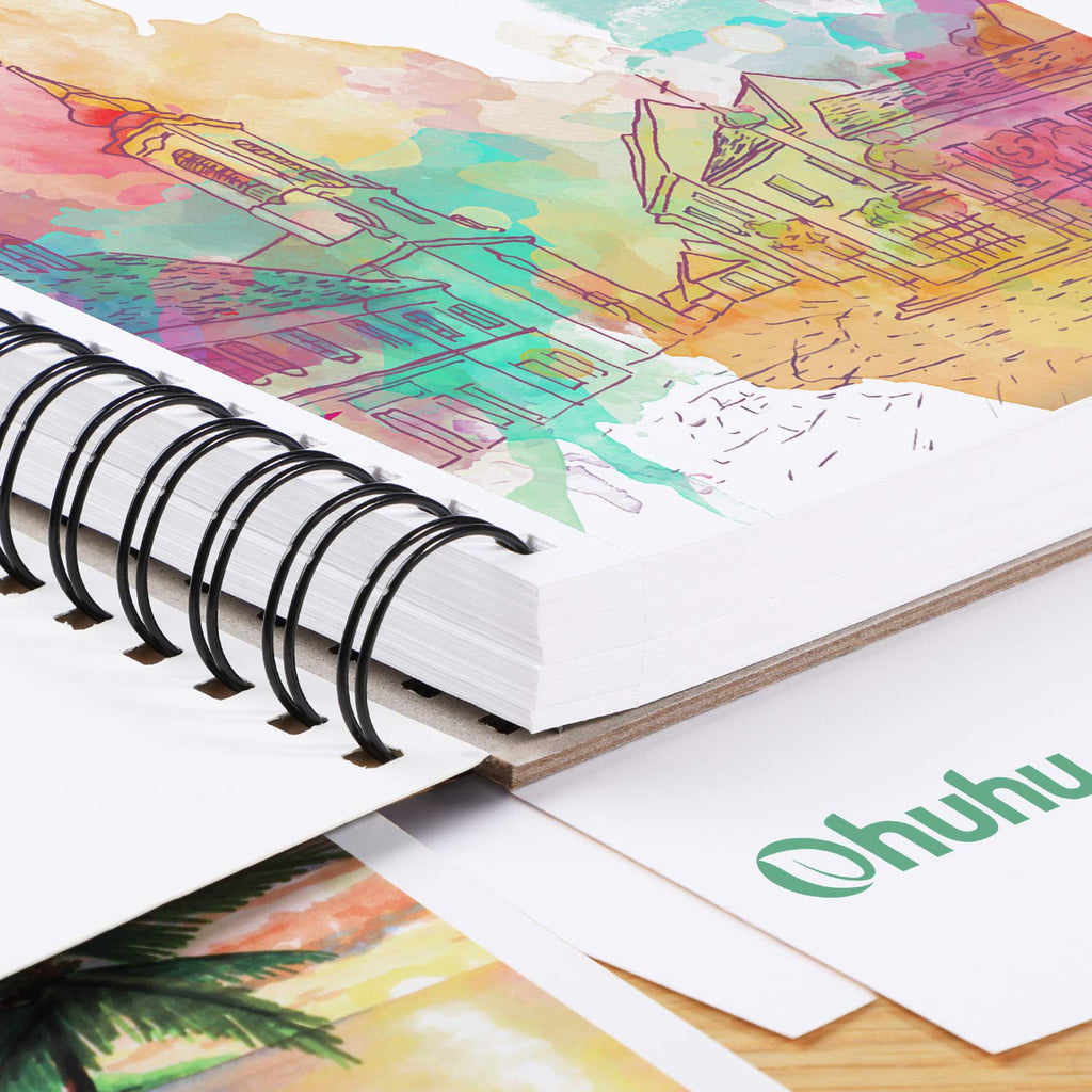 Ohuhu Marker Pads Art Sketchbook, 16.5"x11.7" XL A3 Large Paper Size, 120LB/200GSM Heavy Smooth Drawing Papers, 48 Sheets/96 Pages, Spiral Bound Sketch Book for Alcohol Markers Christmas Gift