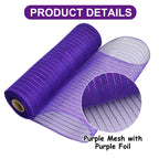 TONIFUL 2 Rolls 10 Inch Purple Decorative Mesh Ribbbon Rolls, Fabric Mesh with Foil for Mesh Wreath Supplies, Front Door Wreath Crafts Tree Decor Christmas NewYears Halloween Decoration (10 yds/roll)