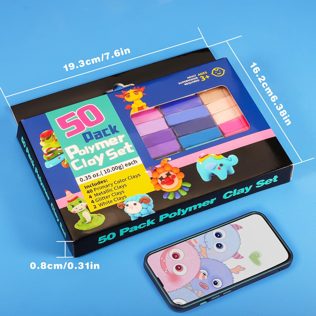 CiaraQ Polymer Clay Kit, Mini Modeling Clay Set for Kids/Beginners/Artist, 48 Colors