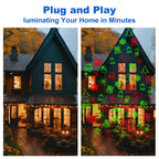 Christmas Laser Lights, Red Green Holiday Patterns Laser Light Projector with Rf Remote, Waterproof, Indoor Outdoor Decoration, Including Christmas Gift, Party, Gardens, Ceiling, Patio, Wall, Floor