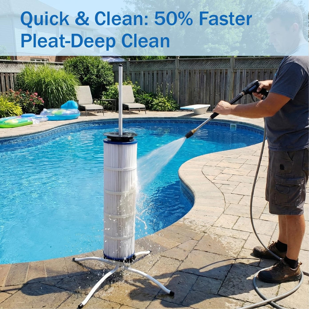 Vootenec Vertical Pool Filter Cleaner Stand Tool - Boosts Cleaning Speed, Universal Fit for 3", 4", 6" Filter Cartridges