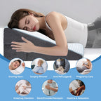 puredown® 12" Bed Wedge Pillow, Cooling Gel Memory Foam for Nighttime Acid Reflux, Lumbar & Back Support, Leg Elevation Therapy, Snore Reduction Aid, Triangular Wedge Design, Detachable Washable Cover