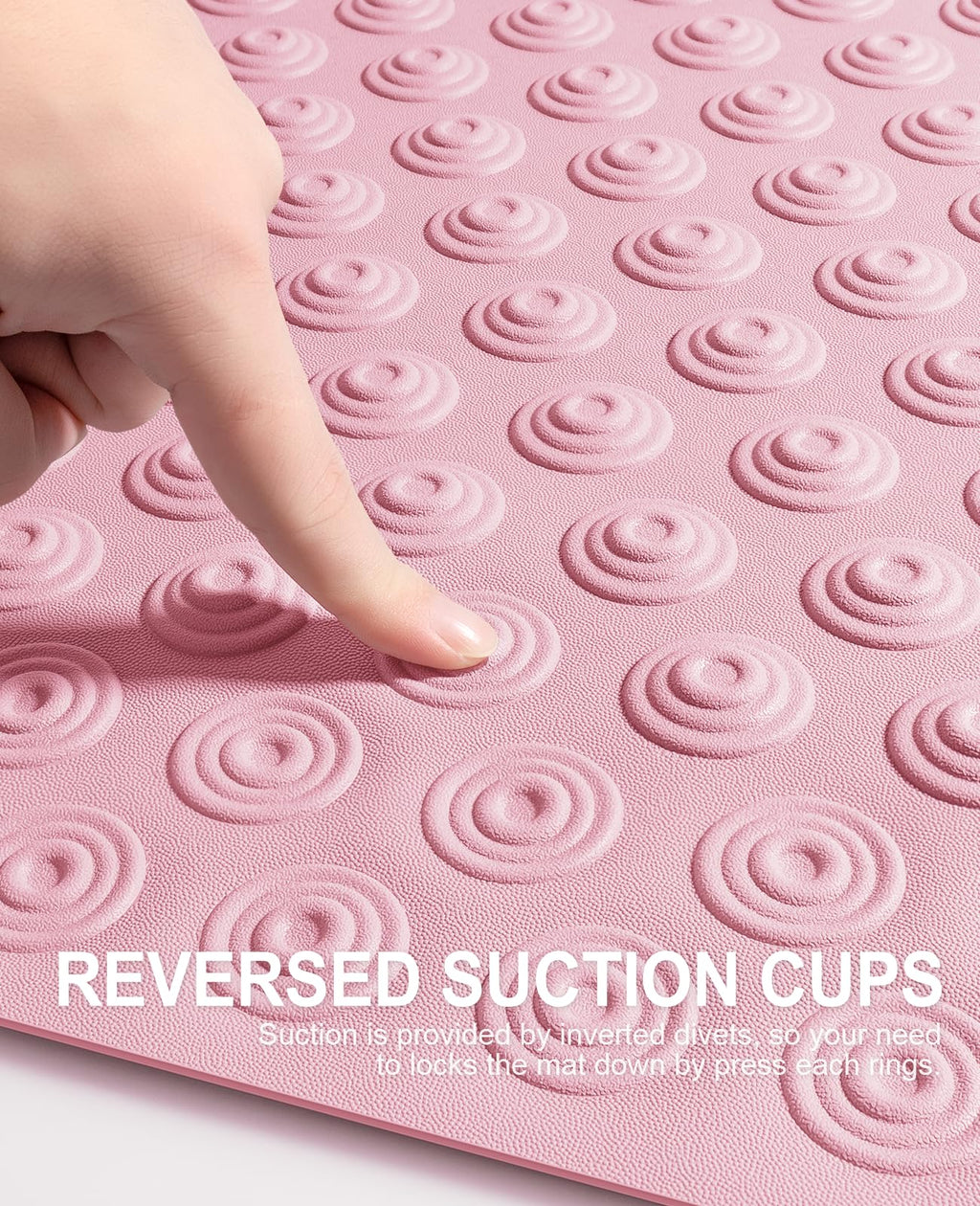 OTHWAY No Suction Cup Bath Mat: 39x16 inch Extra Long Bathmat│Perfect for Refinished or Ordinary Bath Tubs│Made of Nature Rubber│a Blessing for The Elderly and Children (Pink)
