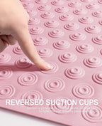 OTHWAY No Suction Cup Bath Mat: 39x16 inch Extra Long Bathmat│Perfect for Refinished or Ordinary Bath Tubs│Made of Nature Rubber│a Blessing for The Elderly and Children (Pink)