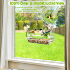 Window Bird Feeder with 4 Super Strong Suction Cups for Cat Elderly Kids,Large Clear Bird House with Detachable Seed Tray&Drainage Holes,Bird Feeder Window for Outside Viewing Wild Birdsy.