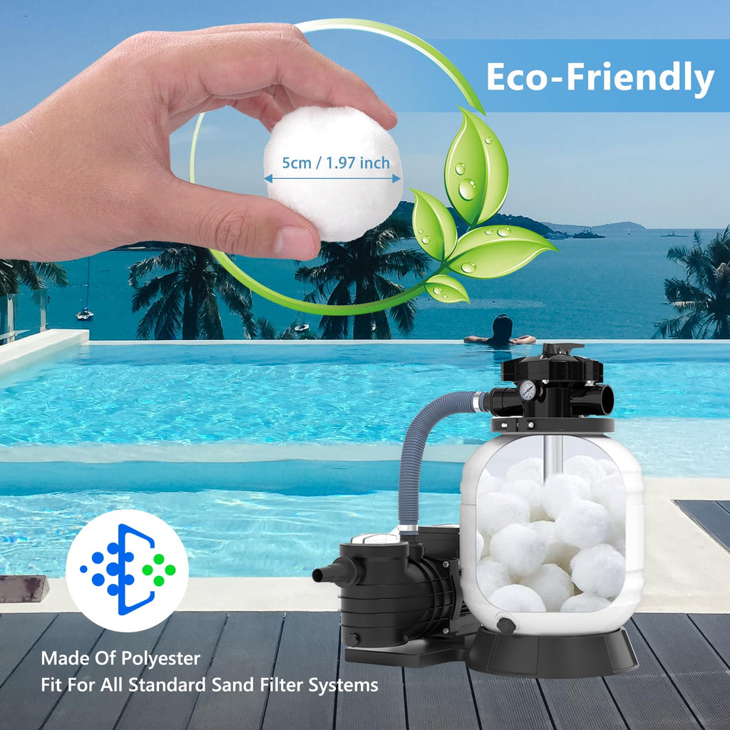 Catbgz 3.08 lbs Pool Filter Balls for Sand Filter Pump, Dry Filter Sand Balls, Eco-Friendly Reusable Swimming Pool Filter Media for Above Ground Pool Pool, Aquarium, Fish Tanks, Filter Pumps