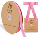 Pink Velvet Ribbon 5/8'' 25 Yards for Christmas Tree, Gift Wrapping, Flower Bouquet, Wreath Decorations, Bow Making