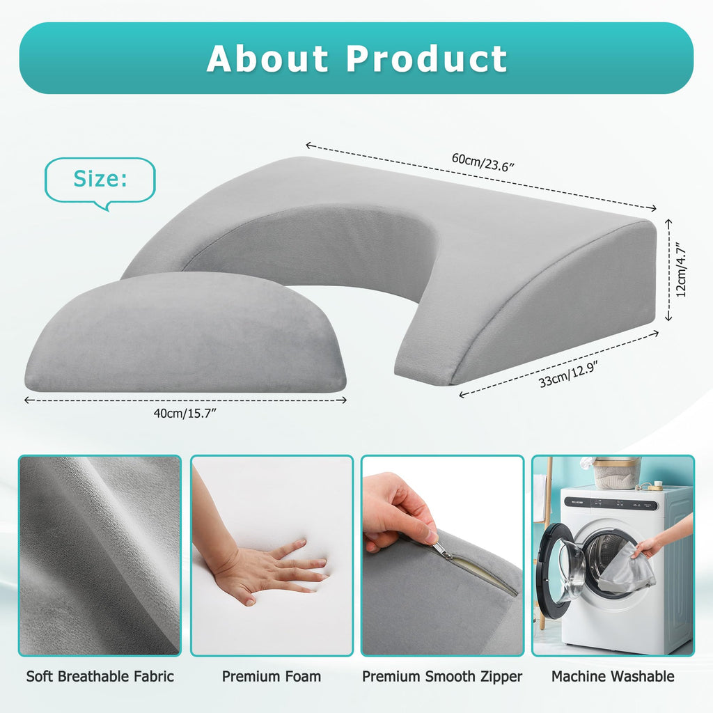 JFNoraiva Wedge Pillow for Side Sleeping, Bedsore Pressure Relief Pillow, Bed Wedge Pillows for Back Pain Relief & Post Surgery, Body Positioners Pillow for Seniors, Pregnancy, Adult(2IN1)