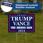 Probsin Trump Vance 2024 Yard Sign 12" x 17" Double Sided Blue Take America Back Voted for President Trump Vice President JD Vance Outdoor Decorations for Lawn, Garden, Window, Party Supplies