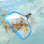 TidyMister New Diamond Netting Double-Layer Pool Net 18'' Heavy Duty Leaf Rake Pool Skimmer Net for Above Ground & Inground Pools Cleaning