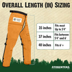 FORESTER Chainsaw Chaps for Men & Women | Apron Style Men's Chain Saw Chaps with Pocket & Adjustable Waist | Chainsaw Safety Equipment | Orange 35"