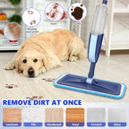 Microfiber Wet Spray Mops for Hardwood Floor Cleaning, Dry Wet Dust Wood Floor Mop with 4 Reusable Washable Mop Pads Refills Fit for Swiffer Power Mop, Flat Floor Mop for Laminate Ceramic Vinyl Tile