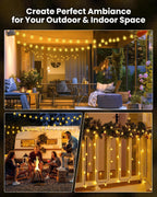 Brightown Solar String Lights Outdoor Waterproof, 2 Pack Total 120 LED 73 FT, Solar Powered Patio Lights with 8 Lighting Modes for Garden Yard Porch Wedding Party Decor (Warm White)