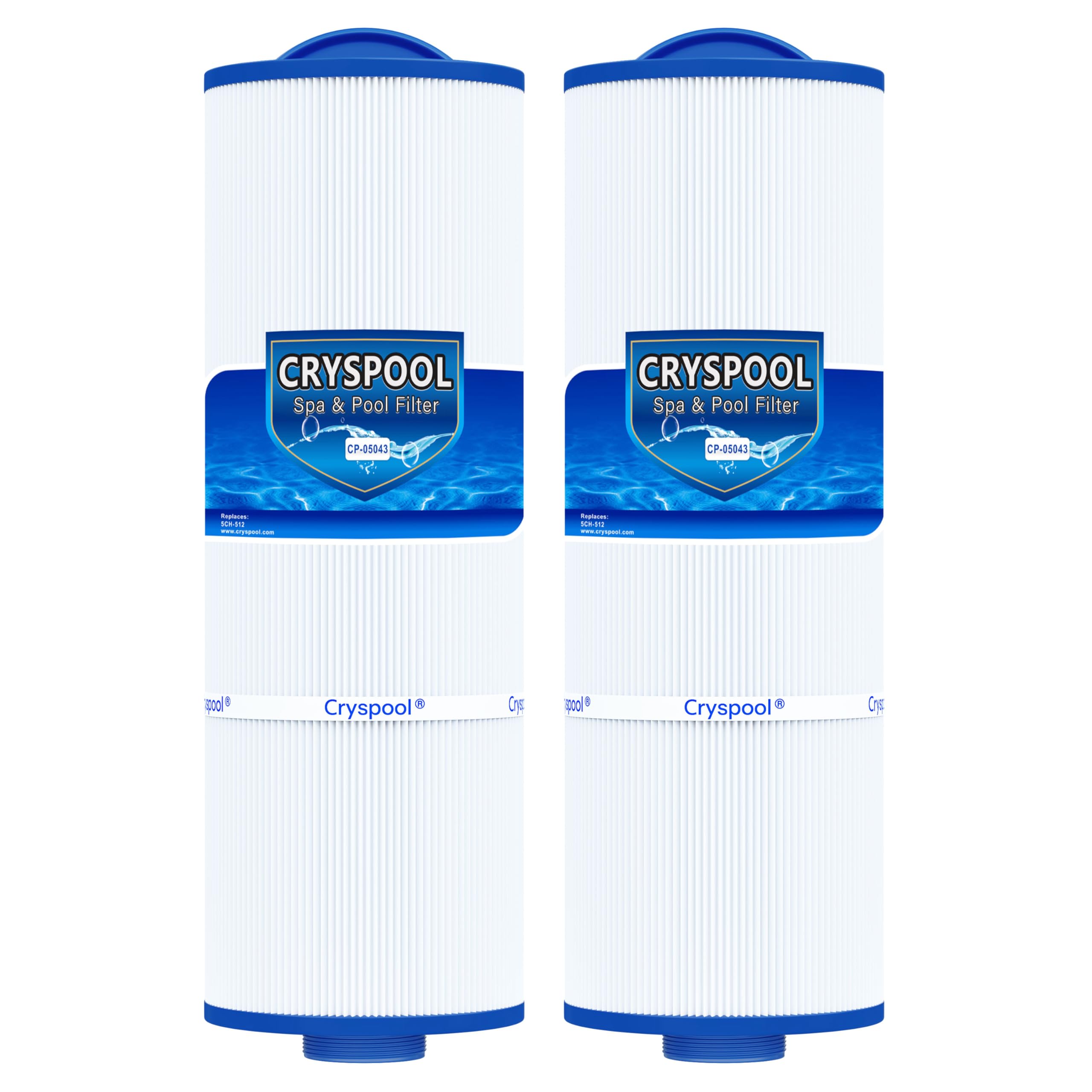 Cryspool® 05043 Filter Compatible with 20690 Marquis Hot Tub Filter, 5CH-512, 50 Sq. Ft Spa Filter Cartridge, 2 Pack