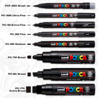 Posca Paint Markers, 3M Fine Tip Point Acrylic Paint Pens with Reversible Tips, Art Supplies For Gifts, Decorations Fabric, Metal, Glass, Wood and Canvas, Set of 16