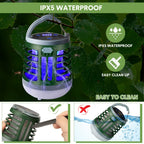 2 Pack 3 in 1 Bug Zapper USB Rechargeable Mosquito Killer Portable Waterproof Mosquito Repellent Outdoor Indoor LED Lantern Bug Zapper Camp Light SOS Emergency Light for Home, Backyard, Patio (Green)