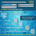 U.S. Pool Supply Spa, Hot Tub, Pool Leaf Skimmer Net, 17" & 48" Long Aluminum Poles - Deep Ultra Fine Mesh Netting, Handheld Pool Cleaning Net, Clean Finest Debris, Leaves, Ponds, Small Above Ground