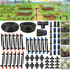 Drip Irrigation System 230FT Quick-Connect Drip Irrigation Kit with 1/4 inch 1/2 inch Irrigation Tubing Hose and Accessories for Lawn Raised Bed Greenhouse Plant Watering System