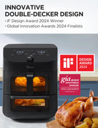 Midea Dual Basket Air Fryer Oven 11 Quart 8 in 1 Functions, Clear Window, Smart Sync Finish, Works with Alexa, Wi-Fi Connectivity, 50+ App Recipes for family meals, Bake, Roast, Grill, Broil, Toast