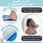 Square Shower Mat - Non Slip Shower Mats for Inside Shower - Extra Large 31x31 Shower Floor Mat Non Slip - Square Bath Mat for Shower - Secure Anti Slip Loofah Shower Bath Mat (31x31 Blue)