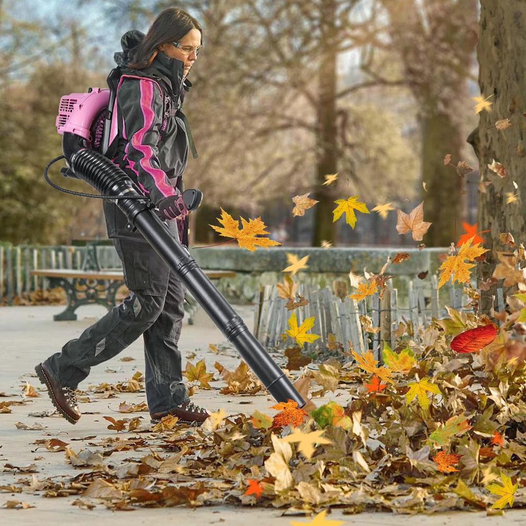 Gas Leaf Blower, 52CC 550CFM 3HP 2 Stroke Gas Blower, 18Lbs Ultra Light Pink Backpack Leaf Blower for Elderly and Women, Leaf Blower Gas, Gas Blowers for Lawn Care, Garden
