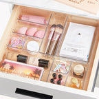 Vtopmart 44 PCS Clear Plastic Drawer Organizers Set, 4-Size Versatile Bathroom and Vanity Organizer Trays, Non-Slip Storage Containers for Makeup, Jewelries, Bedroom，Kitchen Utensils and Office